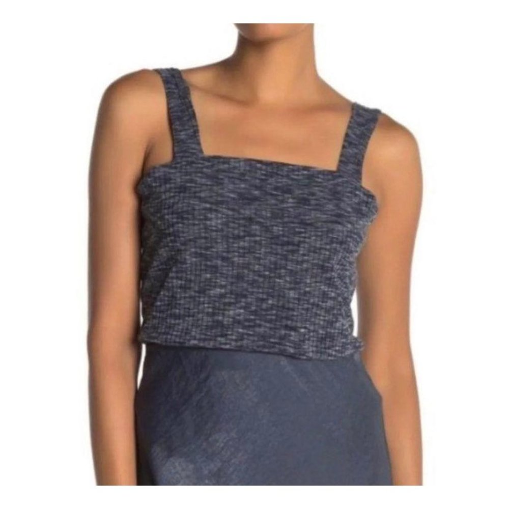 Bobeau Ribbed Marl Tank Top Navy M